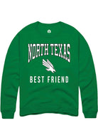 North Texas Mean Green Mens Kelly Green Best Friend Long Sleeve Crew Sweatshirt