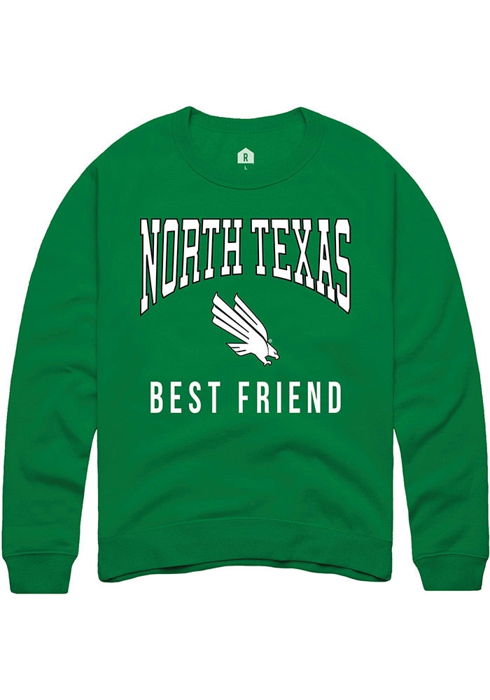 North Texas Mean Green Mens Kelly Green Best Friend Long Sleeve Crew Sweatshirt