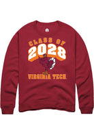 Virginia Tech Hokies Mens Maroon Class of 2028 Long Sleeve Crew Sweatshirt