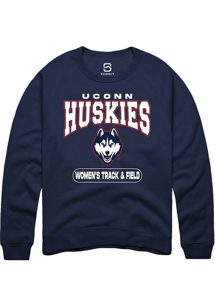 UConn Huskies Unisex Womens Track and Field Navy Crew Sweatshirt