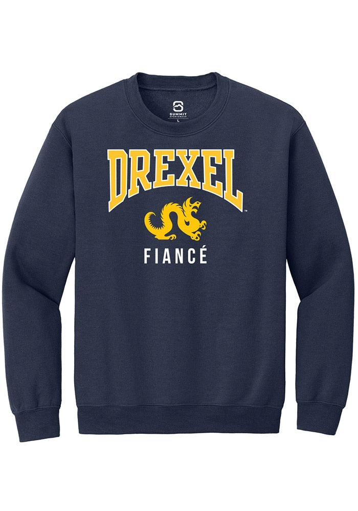 Drexel Dragons Mens Navy Blue Fiance Long Sleeve Crew Sweatshirt