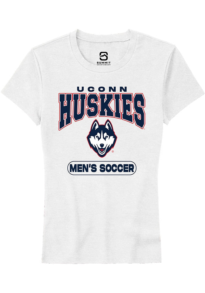 UConn Huskies Womens Mens Soccer White Short Sleeve T-Shirt