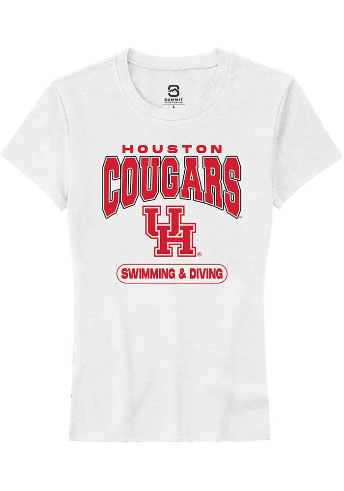 Houston Cougars Womens White Swimming & Diving Short Sleeve T-Shirt