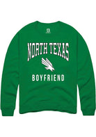North Texas Mean Green Mens Kelly Green Boyfriend Long Sleeve Crew Sweatshirt