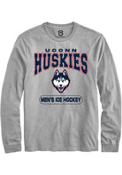 UConn Huskies Unisex Mens Ice Hockey Heather Grey Long Sleeve T-Shirt