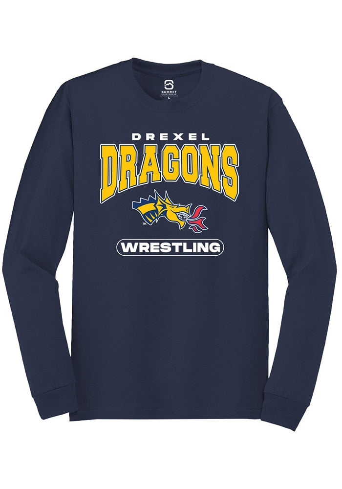 Drexel Dragons Navy Blue Wrestling Long Sleeve T-Shirt