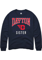 Dayton Flyers Mens Navy Blue Sister Long Sleeve Crew Sweatshirt