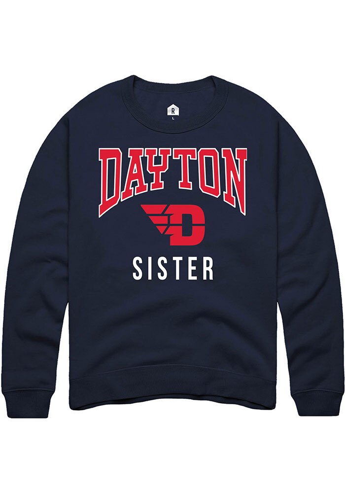 Dayton Flyers Mens Navy Blue Sister Long Sleeve Crew Sweatshirt