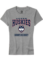 UConn Huskies Womens Womens Ice Hockey Heather Grey Short Sleeve T-Shirt