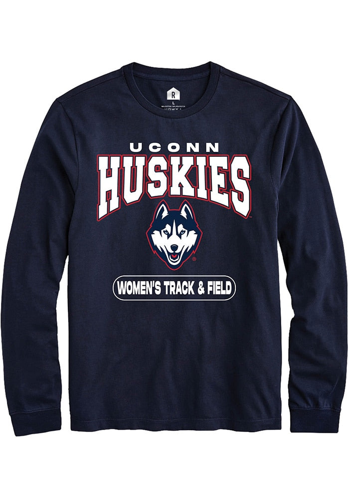 UConn Huskies Unisex Womens Track and Field Navy Long Sleeve T-Shirt