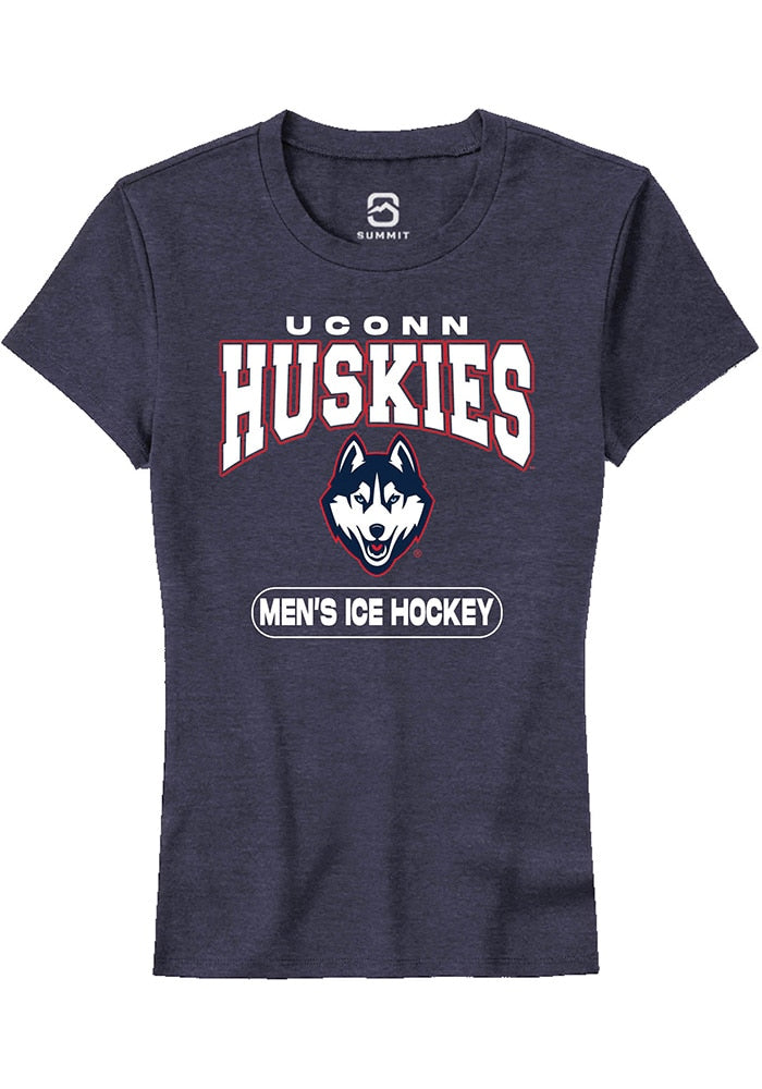 UConn Huskies Womens Mens Ice Hockey Heather Navy Short Sleeve T-Shirt