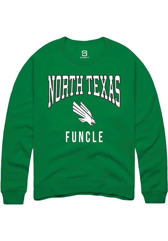 North Texas Mean Green Mens Kelly Green Funcle Long Sleeve Crew Sweatshirt