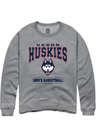 Uconn Huskies Unisex Graphite Heather Mens Basketball Crew Sweatshirt