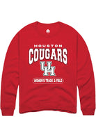 Houston Cougars Mens Red Women's Track & Field Long Sleeve Crew Sweatshirt