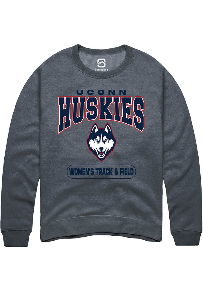 Uconn Huskies Unisex Dark Heather Womens Track And Field Crew Sweatshirt