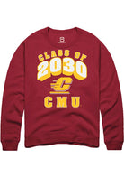 Central Michigan Chippewas Mens Maroon Class of 2030 Long Sleeve Crew Sweatshirt