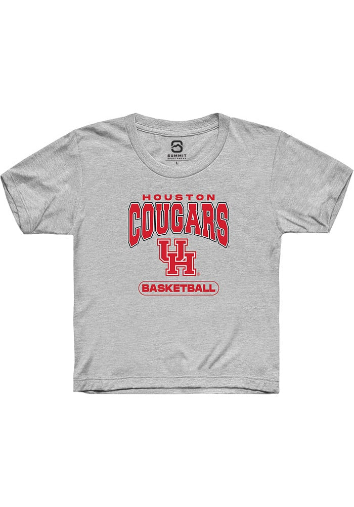 Houston Cougars Youth Grey Basketball Short Sleeve T-Shirt