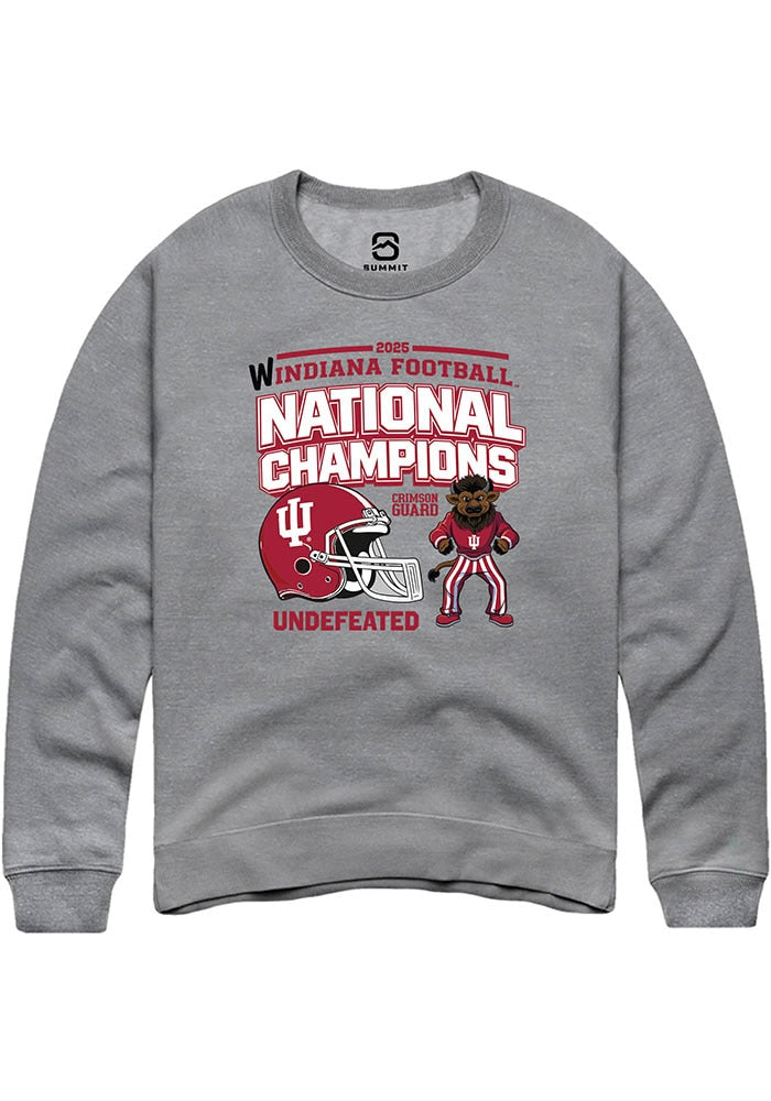 Indiana Hoosiers Unisex Graphite Heather Headlines 2025 National Champions Crew Sweatshirt