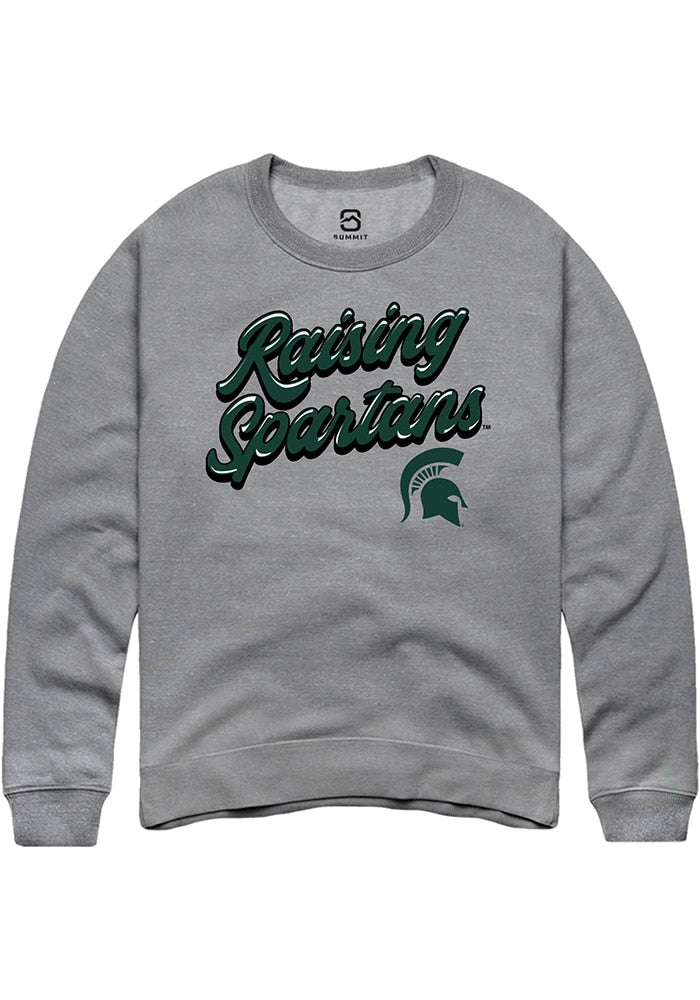 Michigan State Spartans Mens Graphite RAISING MASCOTS Long Sleeve Crew Sweatshirt