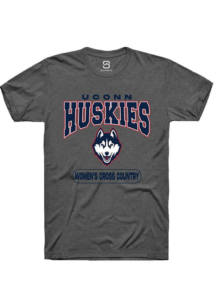 UConn Huskies Unisex Womens Cross Country Charcoal Short Sleeve T-Shirt