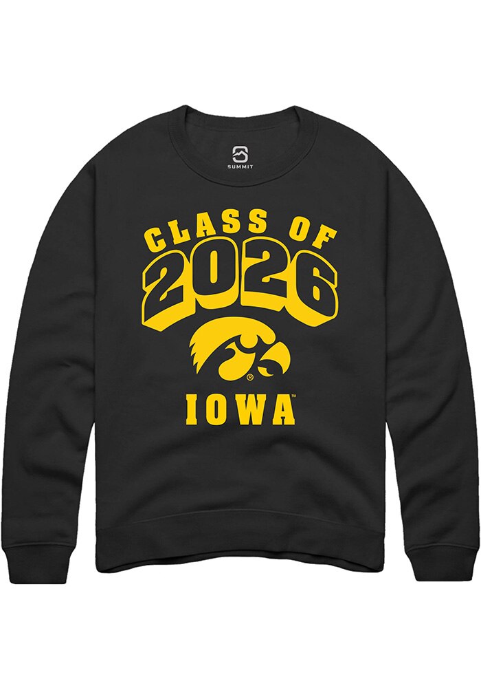 Iowa Hawkeyes Mens Black Class of 2026 Long Sleeve Crew Sweatshirt