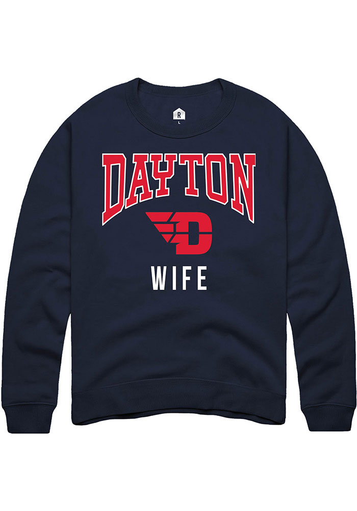 Dayton Flyers Mens Navy Blue Wife Long Sleeve Crew Sweatshirt