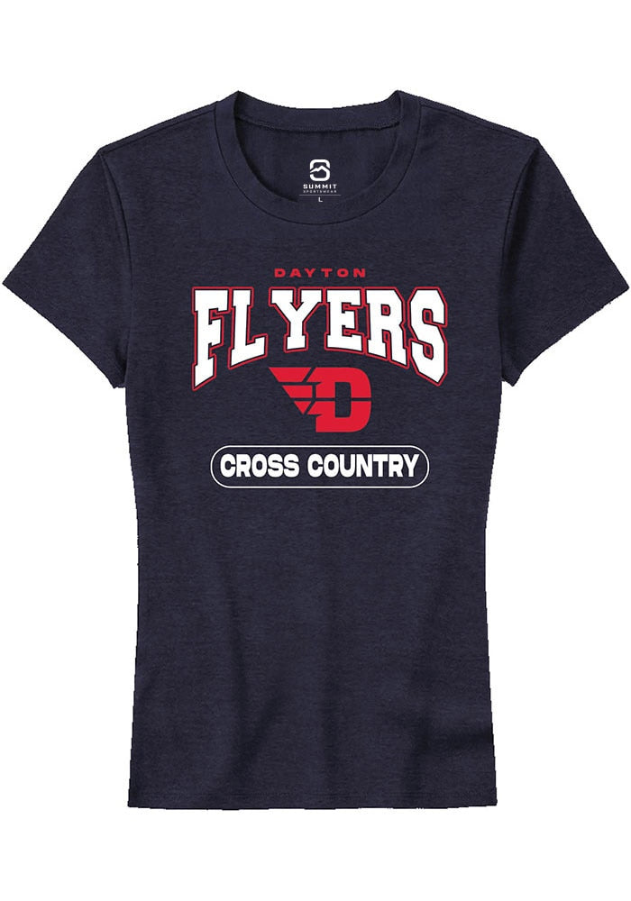 Dayton Flyers Womens Navy Blue Cross Country Short Sleeve T-Shirt