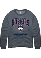 Uconn Huskies Unisex Dark Heather Mens Basketball Crew Sweatshirt