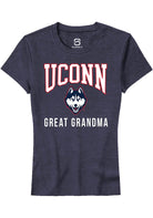 UConn Huskies Womens Great Grandma Heather Navy Short Sleeve T-Shirt