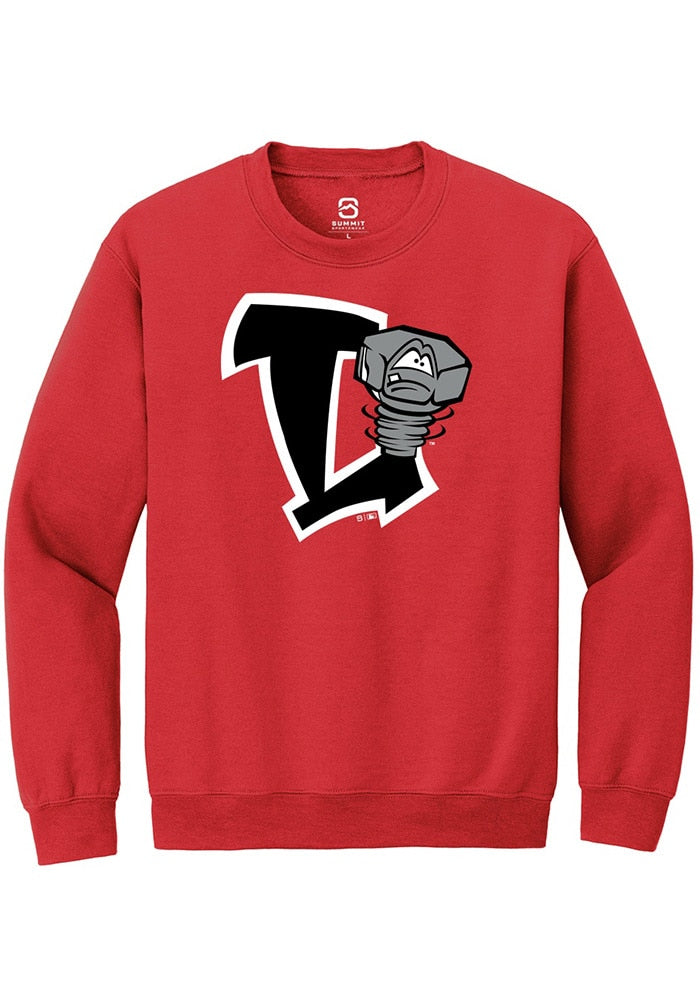 Lansing Lugnuts Unisex Red Primary Logo Unisex Crew Neck Sweatshirt