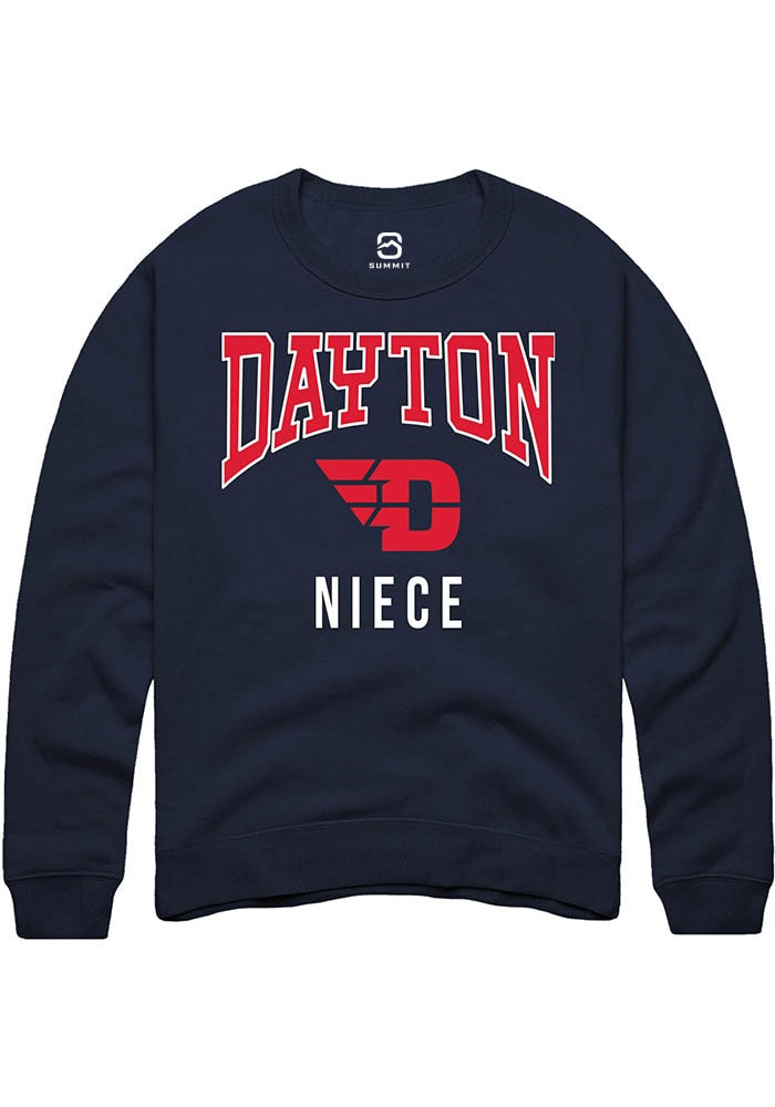 Dayton Flyers Mens Navy Blue Niece Long Sleeve Crew Sweatshirt