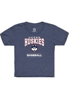 UConn Huskies Youth Baseball Heather Navy Short Sleeve T-Shirt