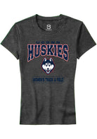 UConn Huskies Womens Womens Track and Field Heather Charcoal Short Sleeve T-Shirt