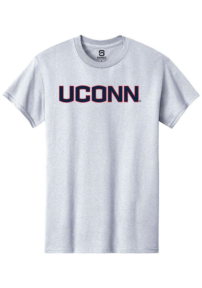UConn Huskies Womens Straight Block Heather Graphite Short Sleeve T-Shirt