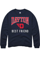 Dayton Flyers Mens Navy Blue Best Friend Long Sleeve Crew Sweatshirt