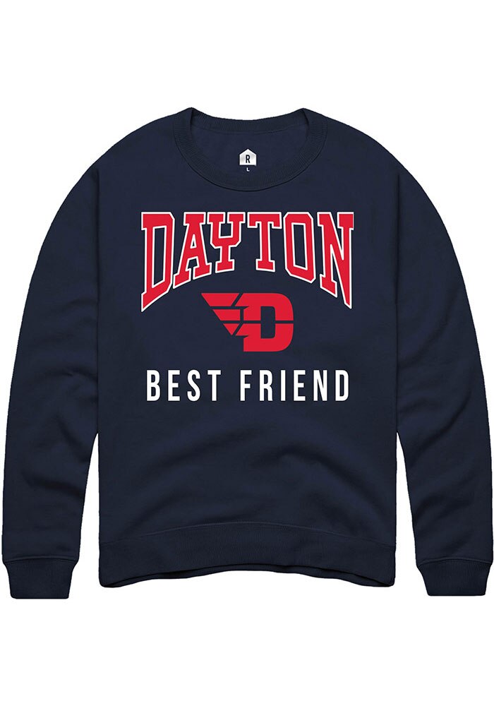 Dayton Flyers Mens Navy Blue Best Friend Long Sleeve Crew Sweatshirt
