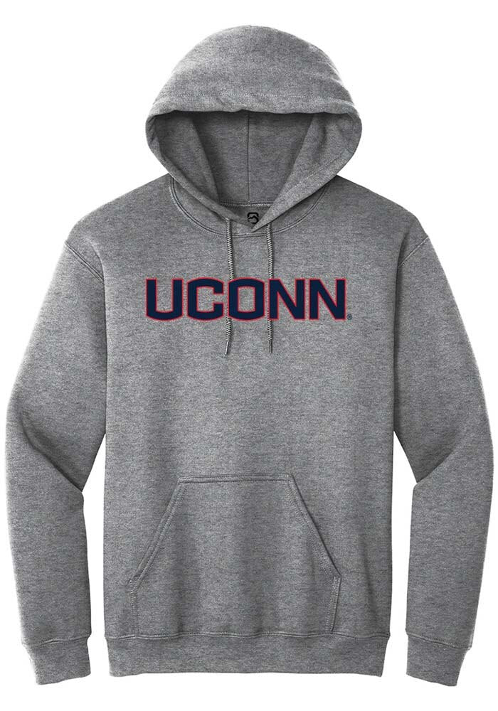 UConn Huskies Unisex Straight Block Heather Graphite Hoodie
