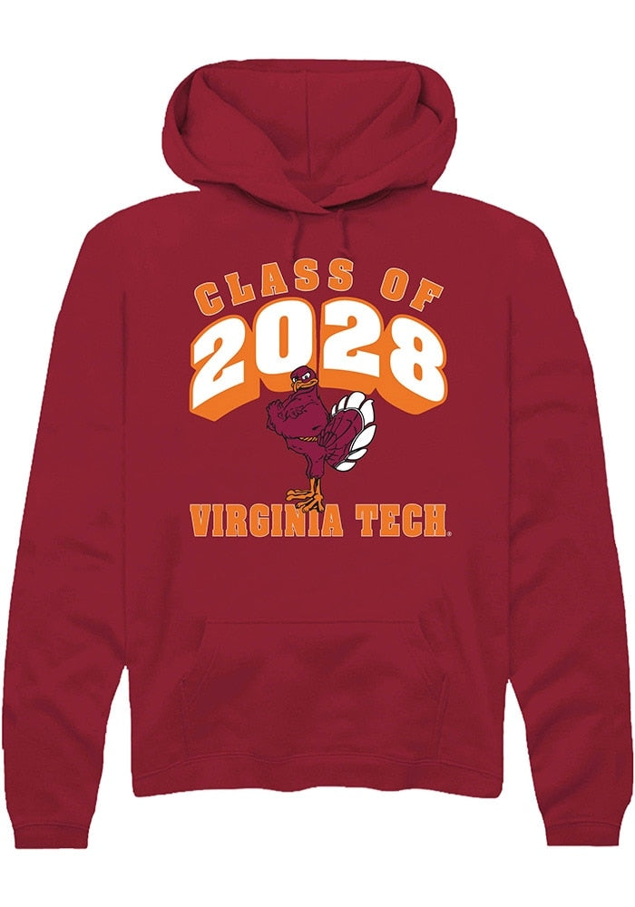 Virginia Tech Hokies Mens Maroon Class of 2028 Long Sleeve Hoodie