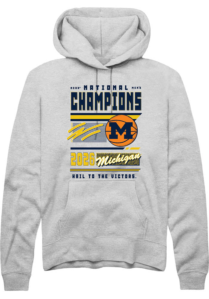 Michigan Wolverines Unisex Ash Mbb National Champs 2026 Magazine Hoodie