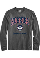 UConn Huskies Unisex Womens Ice Hockey Charcoal Long Sleeve T-Shirt
