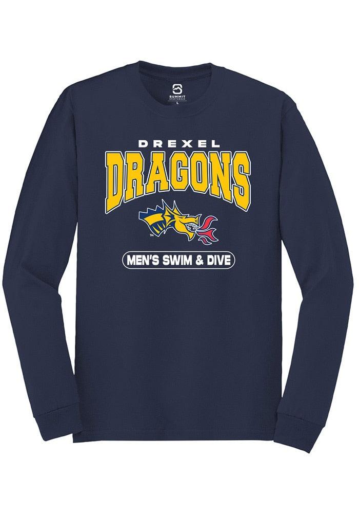 Drexel Dragons Navy Blue Swim and Dive Long Sleeve T-Shirt