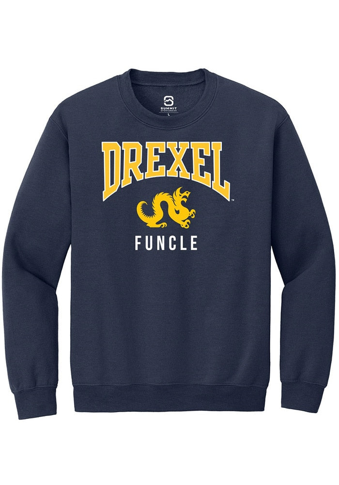 Drexel Dragons Mens Navy Blue Funcle Long Sleeve Crew Sweatshirt