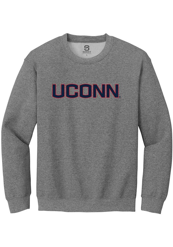 UConn Huskies Unisex Straight Block Heather Graphite Crew Sweatshirt
