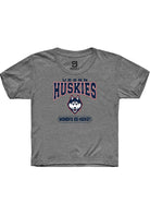 UConn Huskies Youth Womens Ice Hockey Heather Graphite Short Sleeve T-Shirt