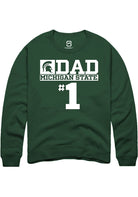 Michigan State Spartans Mens Green No 1 Dad Long Sleeve Crew Sweatshirt