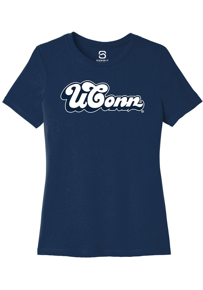 UConn Huskies Womens Tailsweep Heather Navy Short Sleeve T-Shirt