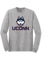 UConn Huskies Unisex Primary Logo Heather Grey Long Sleeve T-Shirt