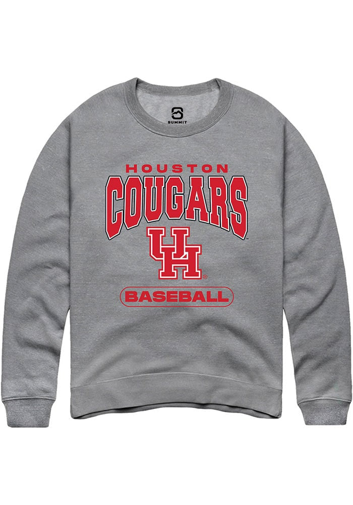 Houston Cougars Mens Graphite Baseball Long Sleeve Crew Sweatshirt