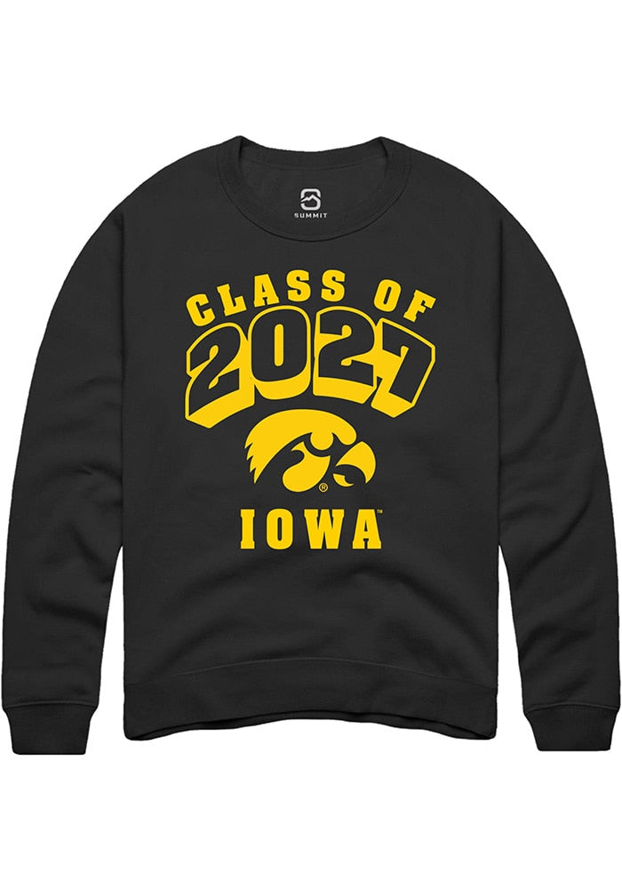 Iowa Hawkeyes Mens Black Class of 2027 Long Sleeve Crew Sweatshirt