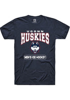 UConn Huskies Unisex Mens Ice Hockey Heather Navy Short Sleeve T-Shirt
